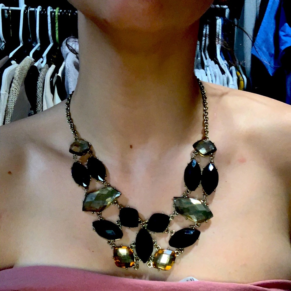 Black and gold jeweled necklace